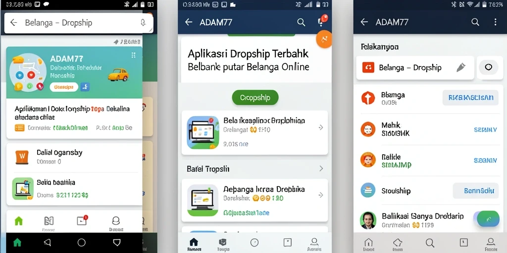 Tampilan antarmuka user-friendly aplikasi ADAM77 untuk Dropship.