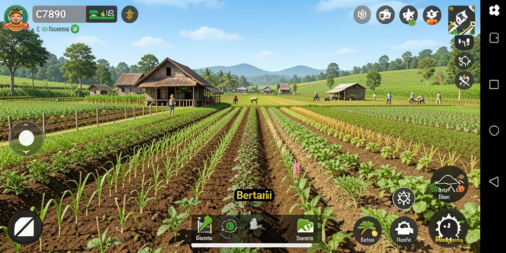 Tampilan antarmuka permainan Bertani C7890 yang menarik dan fungsional.