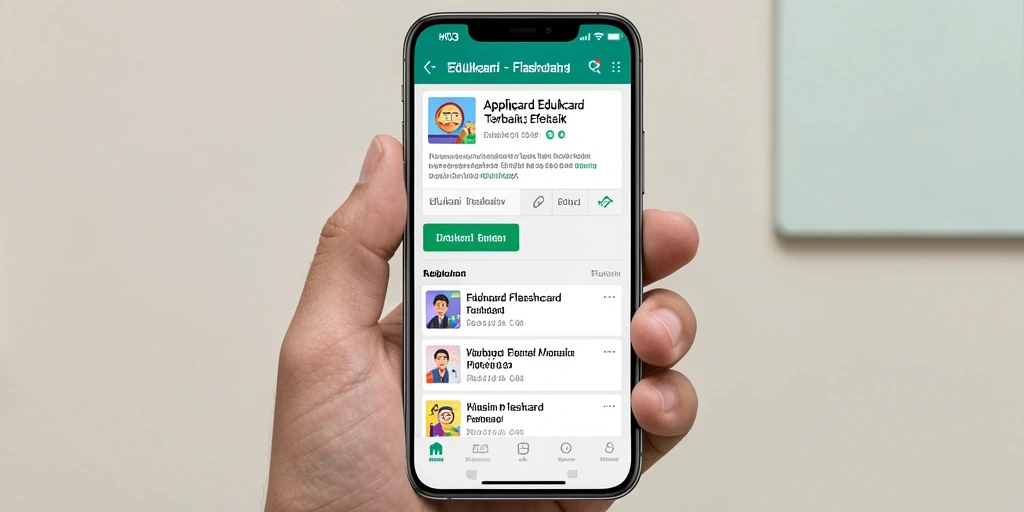 Screenshot H03 menampilkan antarmuka pengguna aplikasi Flashcard yang menarik dan interaktif.
