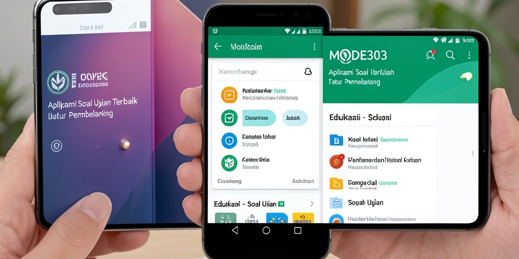 Tampilan antarmuka aplikasi Soal Ujian MODE303 yang interaktif dan user-friendly.