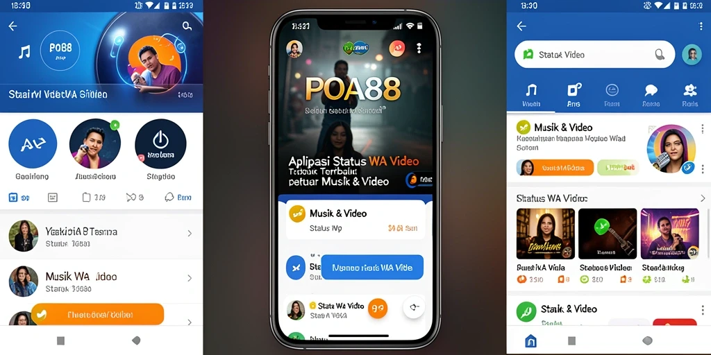 Tampilan antarmuka aplikasi POA88 dengan fitur Status WA Video.