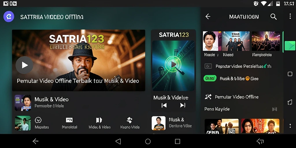 Antarmuka SATRIA123 menampilkan fungsi Pemutar Video Offline yang user-friendly.
