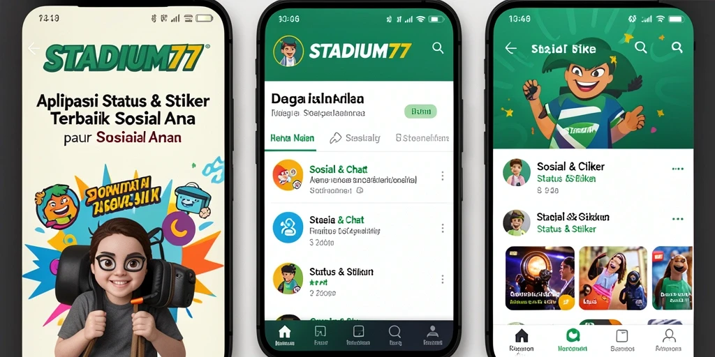 Antarmuka stiker menarik dari aplikasi STADIUM77.